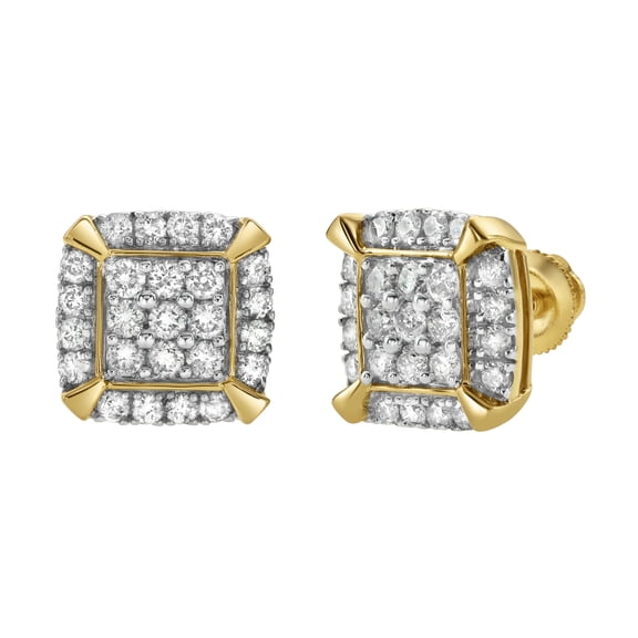 Cuffs 14K Yellow Gold Diamond Stud Earrings - 0.96ct.