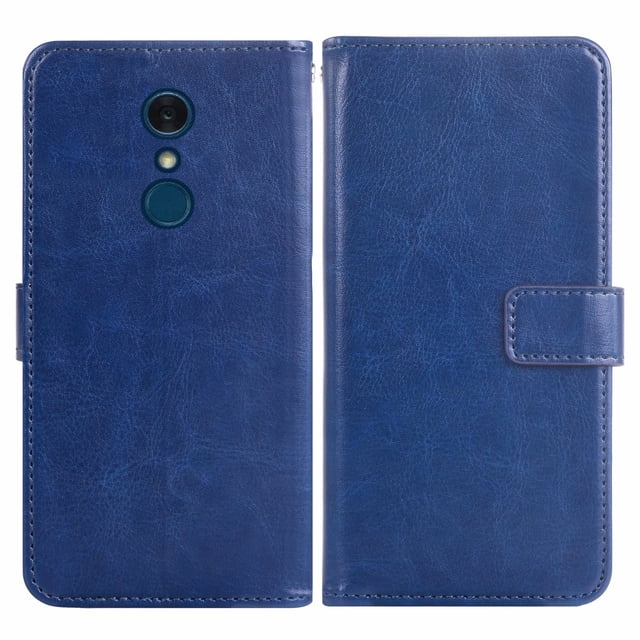 Mobile Phone Cover for Lg Q7, Cover Premium Pu Leather Tpu Flip Case Magnetic Closure Card Compartment Stand Function Wallet with Lanyard Protective Cover