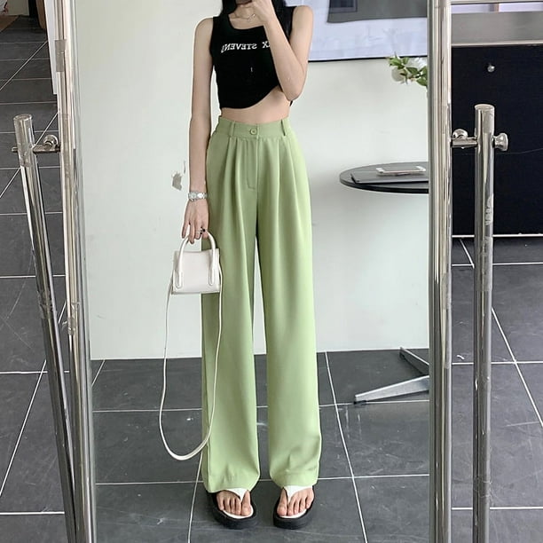 Pantalones de traje pequeños y estrechos, de primavera y otoño, de cintura alta, drapeados, informales, de talla grande, pantalones de pierna ancha y rectos para mujer.