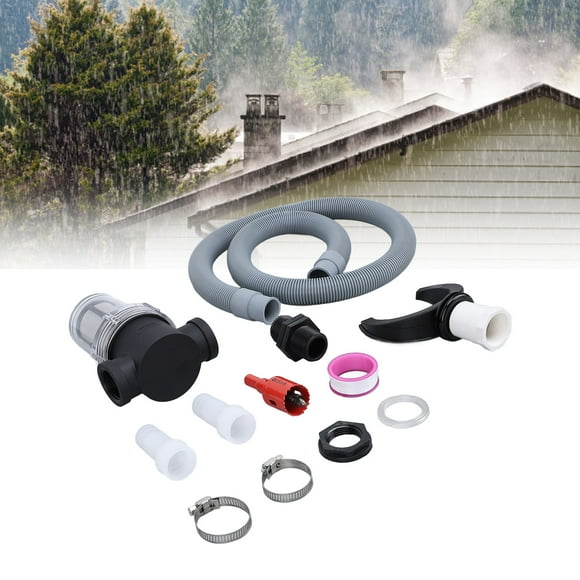 Rain Barrel Diverter Kit, Rain Barrel Connector Kit Rain Barrel Downspout Diverter Rainwater Collection System with Filter Water Collection Hose Connection Round for Outdoor