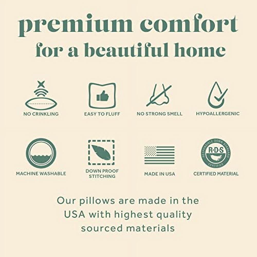 ComfyDown 50/50 Down Feather Blend ComfyDream Bed Pillow for Sleeping, Egyptian Cotton Cover, Made in USA, Queen Size (Queen)