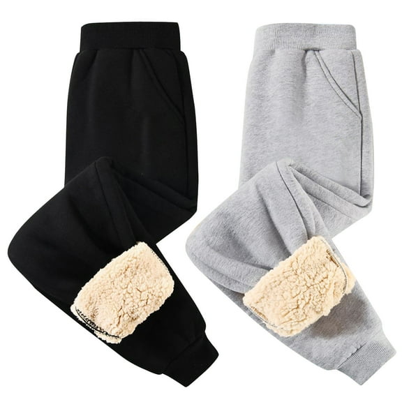 MKOSPLRT Fleece Lined Sweatpants for Kids Toddler Infant 12M-13Y Elastic Waist Baggy Sweat Pants Solid Cinch Bottom Lounge Joggers with Pocket