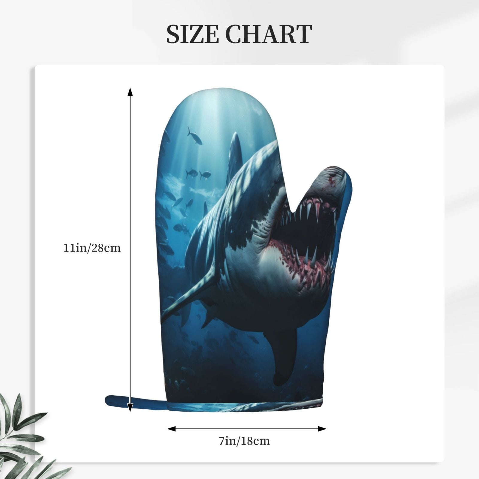 Hirioo 3D Realistic Shark for Silicone Oven Mitts for BBQ, Baking, Cooking, Set of 2, Heat Resistant 260℃, Non-Slip Kitchen Essentials