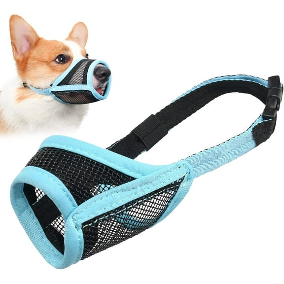 Dog Muzzle, Mesh Muzzle for Small Medium Dogs, Soft Mouth Cover to Prevent Biting Chewing, Drinkable Breathable Adjustable Puppy Mouth Guard