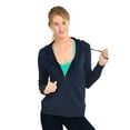 thumbnail image 2 of Dailywear Womens Long Sleeve Thin Cotton Full Zip Up Hoodie Jacket Navy, 3XLarge, 2 of 4
