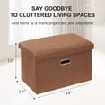 thumbnail image 3 of VECELO Foldable Storage Linen Ottoman 19" Storage Bench, Space-Saving Box Foot Rest Stool Seat For Bedroom Living Room, Brown, 3 of 12