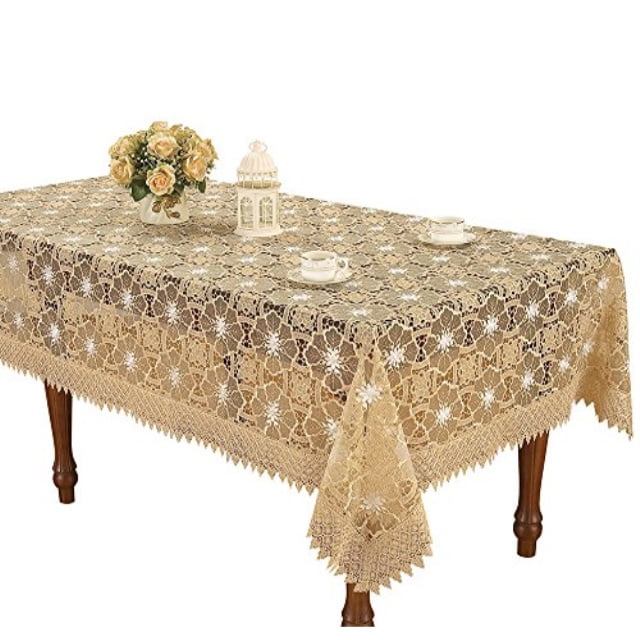 Simhomsen Beige Lace Tablecloth for Small Coffee Table 36 Inch Round 