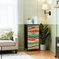 thumbnail image 2 of Boho Dresser for Bedroom with 4 Storage Drawers wavy Ethnic tribal motifs Colorful african print for textiles Dressers Chest of Drawers Steel Framed Fabric Closet Organizers for Entryway, 2 of 7