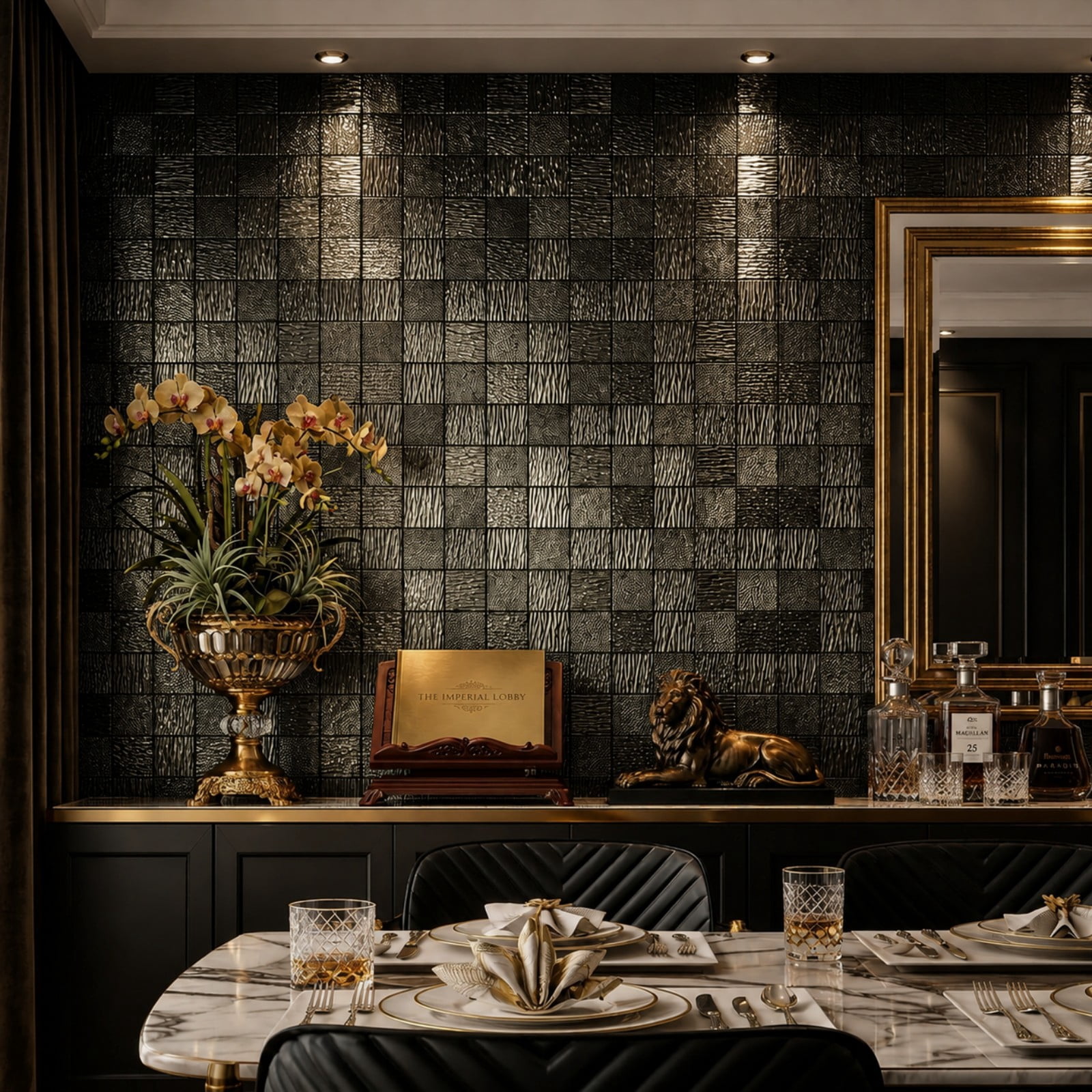 BEAUTYPEAK 5PCS 12"x 12" Textured 3D Metal Wall Panels for Interior Decor, Black