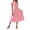 Pink, variant on Women's Summer A-Line Midi Dresses Casual Cap Short Sleeve Crewneck Dress Empire Waist Flowy Beach Vacation Sundress