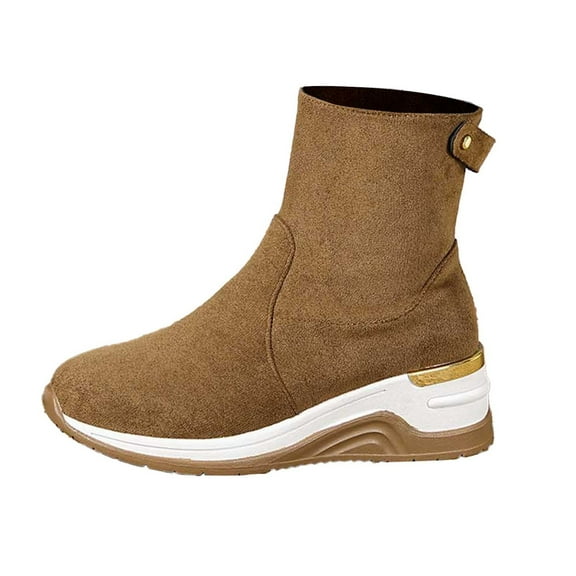 Fashionable Solid Color Suede Side Zipper Ankle Boots Comfortable Warm Winter Booties for Casual Outdoor Footwear