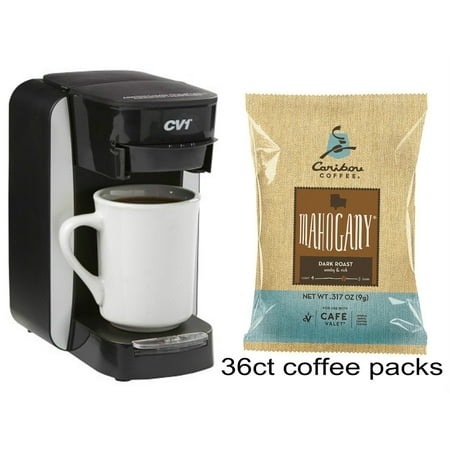 Café Valet Platinum Brewer Single Serve Coffee System and Caribou Coffee 36-Count French Roast Mahogany One-Cup Coffee Filter Packs with Disposable Brew (Best Single Cup Coffee Brewing System)