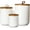 12/30/48 oz/White, variant on Black Ceramic Canister Set with Wooden Lid, 3-Piece Airtight Food Storage Jars for Kitchen Counter - Flour, Sugar, Coffee, Tea, Spice - Small, Medium, Large Sizes
