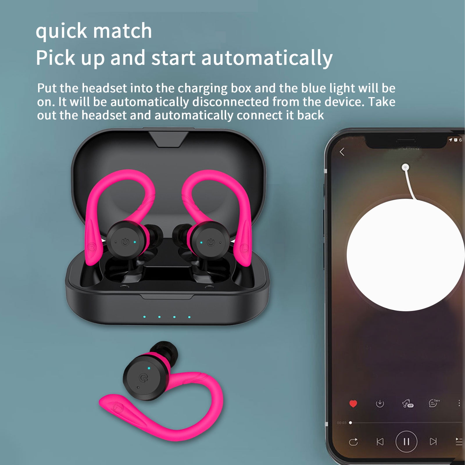 True Wireless Bluetooth Earbuds & Charging Case - Pink, Dual Connect, IPX4 Sweat Resistance, Bluetooth 5 Connection, 3 EQ Sound Settings Signature, Balanced, Bass Boost