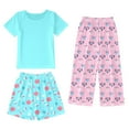thumbnail image 3 of Toddler Girls Pajama Sets Koala Print Print Short Sleeve T-Shirt Shorts And Print Pants Set Cute Kids Girl Pajama Sets,3Piece，18 -24 Months, 3 of 3