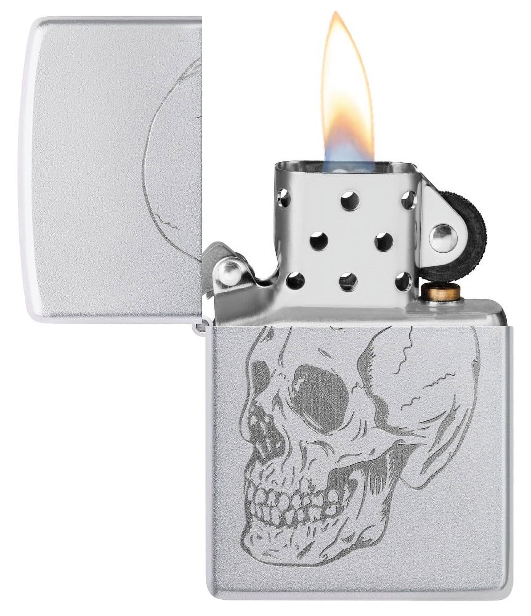 Zippo Pocket Lighter Subtle Skull Design Satin Chrome