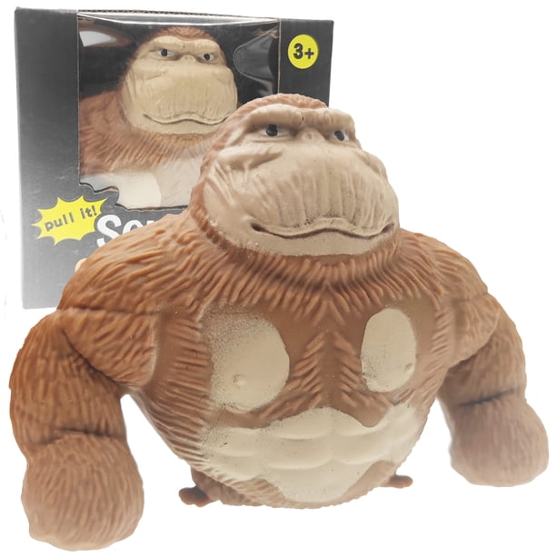 Divertida figura de juguete de mono marrón para niños y adultos, juguete de gorila elástico, juguete para descomprimir y apretar el estrés, juguete para aliviar el estrés para niños y adultos, juguete
