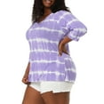 thumbnail image 4 of Unique Bargains Women's Plus Size Outfits Fashion Tie dye V Neck 3/4 Sleeve Tops 4X Purple, 4 of 7