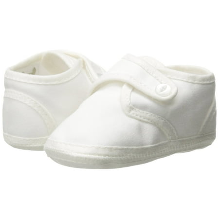 Little Things Mean a Lot Boys White Cotton Shoe with Button Closure