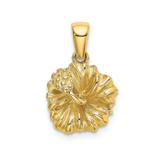 FJC Finejewelers 14k Yellow Gold Hibiscus Flower Charm Textured