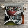 thumbnail image 3 of Ambesonne Popstar Party Quilted Bedspread Set 3 Pcs, Colorful Guitars, King Size, Multicolor, 3 of 3