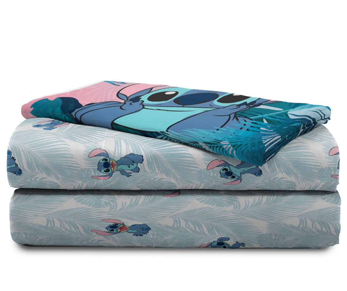 Disney Lilo & Stitch Tropical Flowers Full Bedding Set, 100% Microfiber, Pink