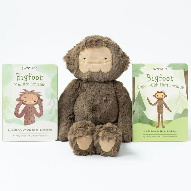 Set completo de peluche Slumberkins Bigfoot Kin y 2 libros