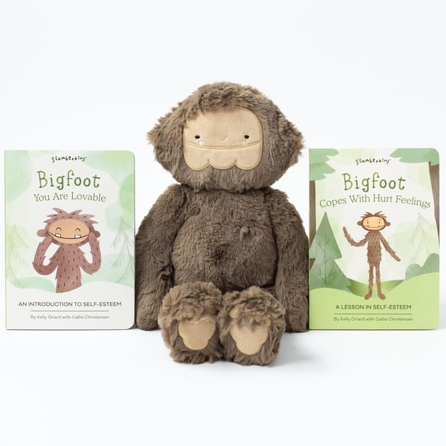 Set completo de peluche Slumberkins Bigfoot Kin y 2 libros