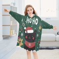 thumbnail image 5 of FORMRS Wearable Blanket Hoodie with Sleeves for Kids Cozy Flannel Sweatshirt, Christmas Cat, 5 of 7