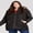 Black Grey, variant on Avenue Women's Plus Size Faux Leather Detail Puffer Coat