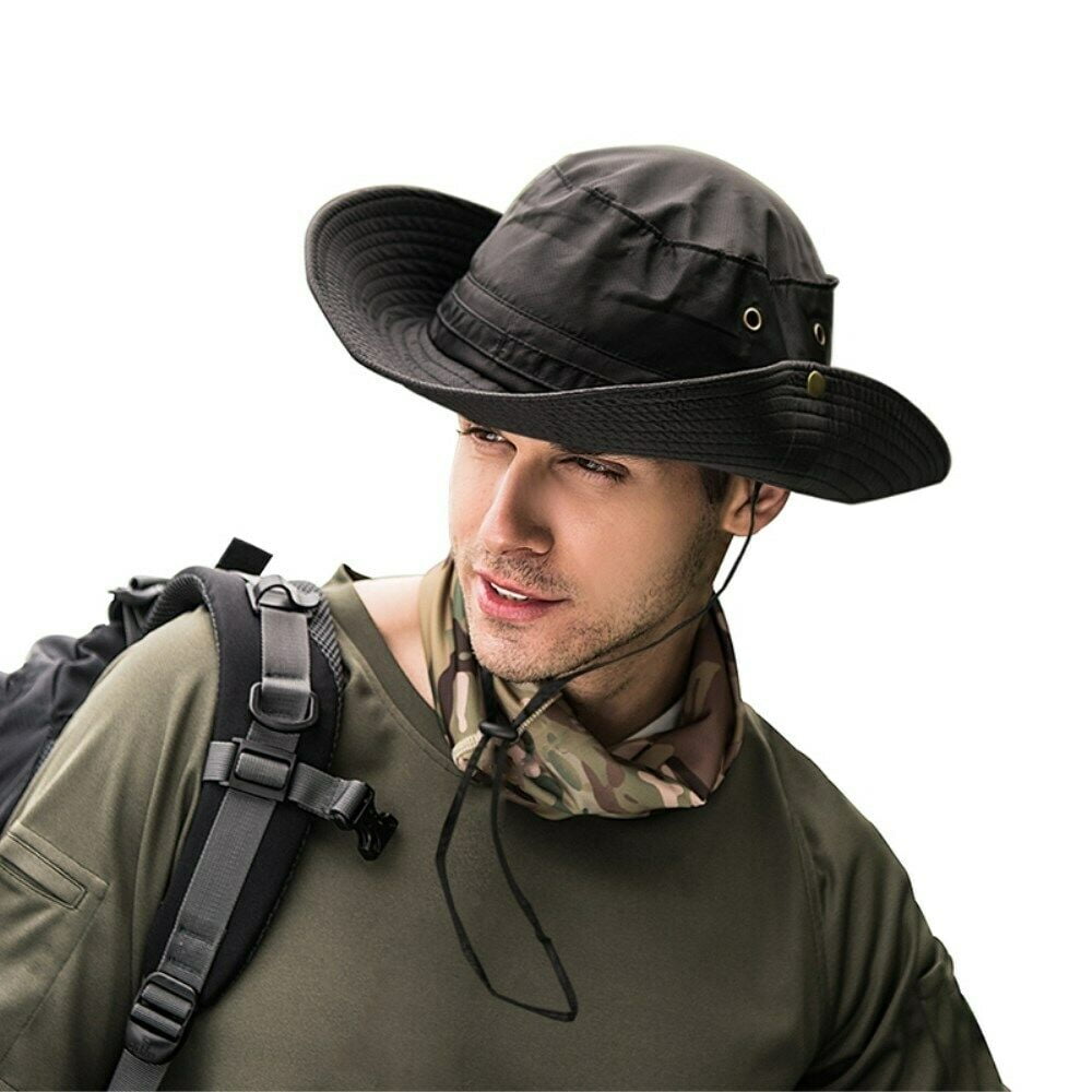 Wide Brim Bucket Hat Outdoor Hiking Wind-proof  Sun Protection Fisherman Cap 