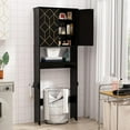 thumbnail image 5 of NovaCraft Over The Toilet Storage Cabinet with Gold Trim, Modern Bathroom Organizer Over Toilet with Adjustable Shelves and Toilet Paper Holder for Bathroom (Black), 5 of 13