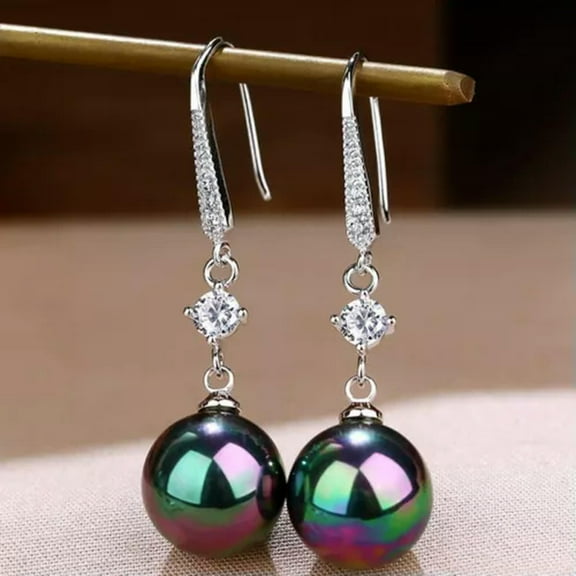 GKNET Luxury Pearl Crystal Zircon Ear Hook Long Earrings Dangle Drop Women Jewelry-#6