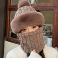 thumbnail image 2 of Women's Hat Scarf One Piece Fall Winter Windproof Warm Beanie, 2 of 4