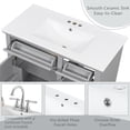 thumbnail image 4 of Christopher Knight Home 36" Bathroom Vanity, Ceramic Sink, 2 Tip-out Storage Drawers, Soft Close Doors, Light Gray, 4 of 13