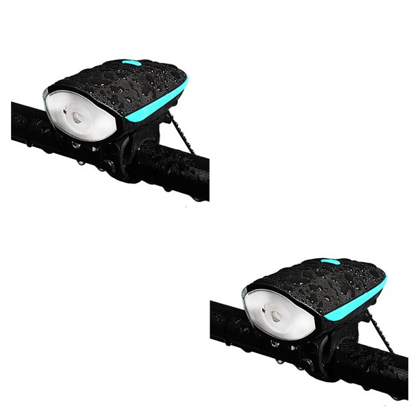 Soidarity Faro LED para bicicleta, resistente, profesional, 5 sonidos, lámpara de seguridad, carga, accesorios para exteriores, linterna para Azul【Carga USB】 2piezas