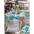 thumbnail image 4 of Outdoor Tablecloth with Umbrella Hole and Zipper, Sea Seahorse Coastal Round Table Cloth 60 Inch Waterproof Tablecloth, Nautical Summer Coral Ocean Vintage Picnic Table Cover for Patio Camping, 4 of 7