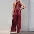 thumbnail image 7 of Avirosel Women's Elegant Sleeveless Wide-Leg Jumpsuit with Keyhole Back, Satin-Like Fabric for Cocktail Parties and Formal Events, 7 of 7