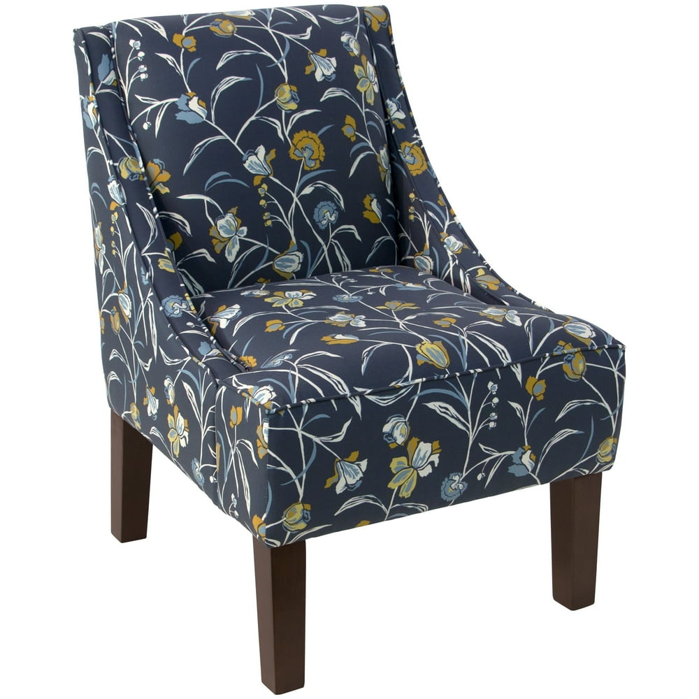 Skyline Furniture Accent Chair in Whisp Floral Navy Ochre - Walmart.com - Walmart.com