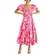 thumbnail image 1 of Vestido PRETTYGARDEN Midi Ajustado con Estampado Floral de Rosas en Rojo, Talla M, 1 of 8