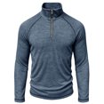 thumbnail image 5 of Eiyaclvo Quarter Zip Pullover Sweater for Men Fall Winter Long Sleeve 1/4 Zipper Stand Collar Sweater Top Underwear Light Blue M, 5 of 8