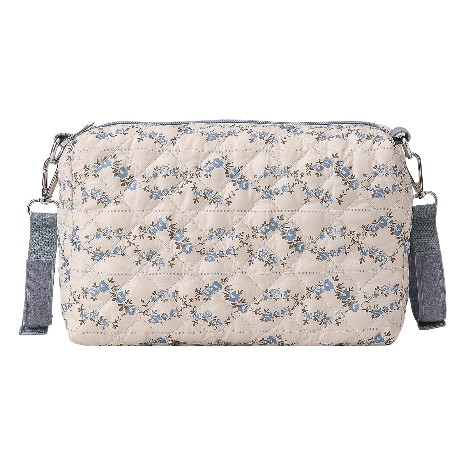 Flower Blue Portable Diaper Wipes Organizer for Travel, Large Capacity Floral Outdoor Diaper Bag, Multifunctional Reusable Pouch for Baby Essentials On The Go