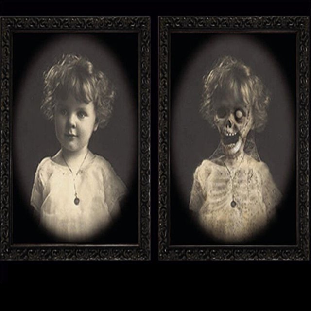 Hbdhejl Horror Picture Frame Lenticular 3D Changing Face Scary Haunted Spooky