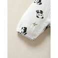thumbnail image 6 of Kucnuzki Newborn Baby Boys Bodysuit 0-1 Months Round Neck Long Sleeves Rompers Fall Panda Print One-piece Jumpsuits Autumn White, 6 of 6