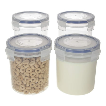 Overnight Oats Container Jar (4-Piece set) - 16 oz Plastic Containers with Lids - Oatmeal Container to go | Portable Cereal and Milk Container on the go | Snap Lock Storage Jars with Airtight