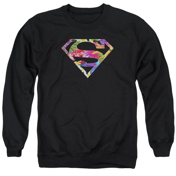 Superman Hawaiian Shield Adult Crewneck Sweatshirt Black