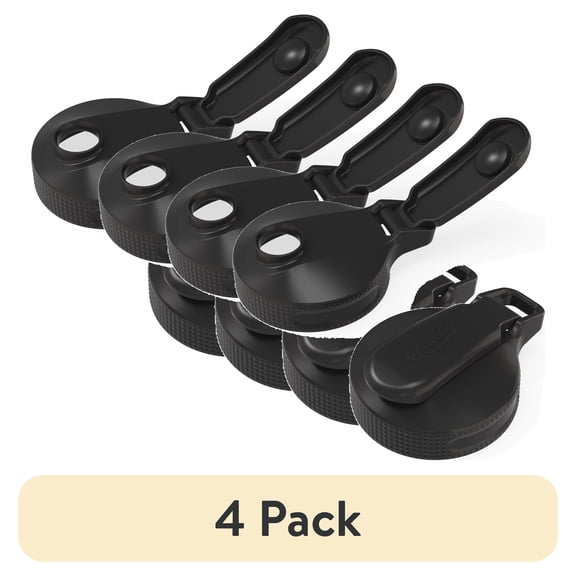 (4 pack) Masontops Regular Mouth Mason Jar Lid with Flip Top Pour Spout, Reusable Plastic Canning Jar Lid for Liquid and Dry Food Storage, BPA-Free and Dishwasher Safe, Black