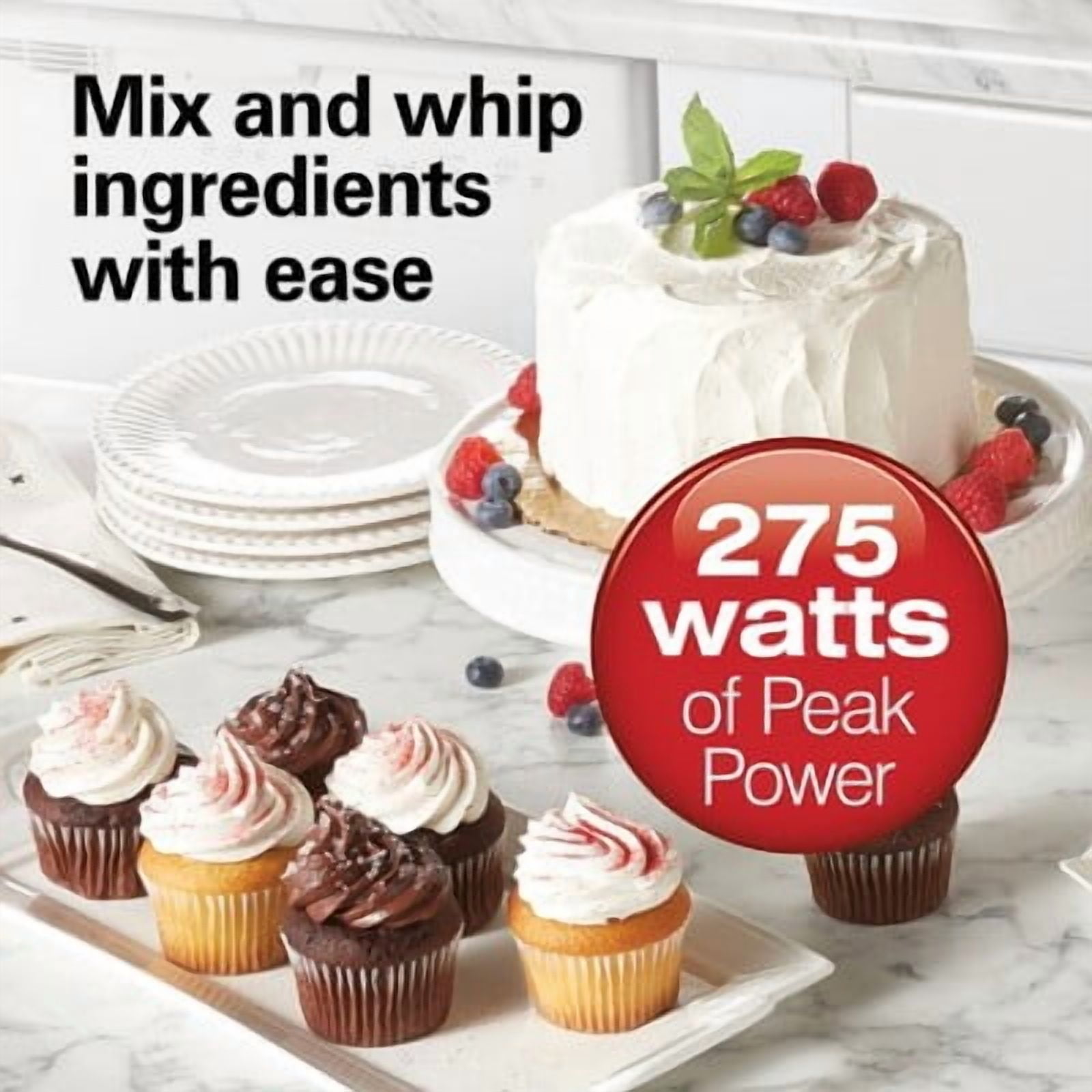 6 Speed Hand Mixer with Snap-On Case 3 Attachments White : 250W, Dishwasher-Safe Parts