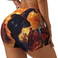 thumbnail image 3 of Workout Shorts Women, Halloween Witch Hat Black Cat Market Biker Shorts for Women Running Gym Spandex Shorts Tummy Control, 3 of 8