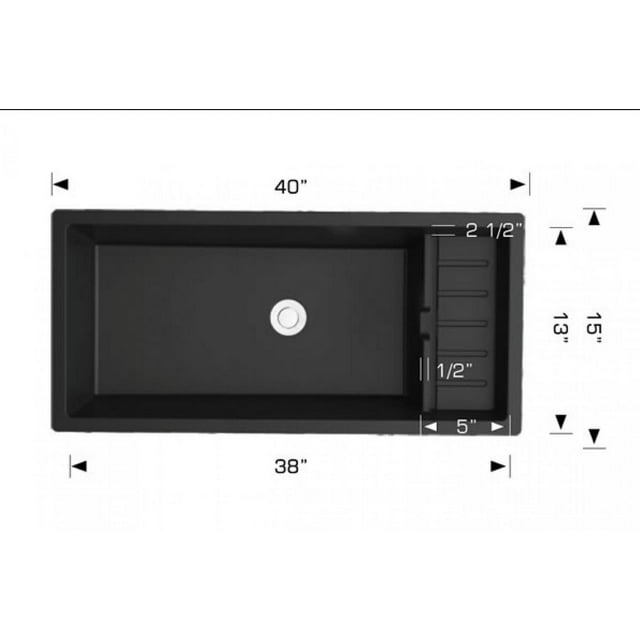 American Imaginations 40-in. W Black Granite Composite Kitchen Sink With 1 Bowl